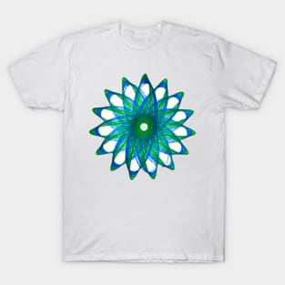 Spirograph Star Pattern #4--Blue and Green T-Shirt